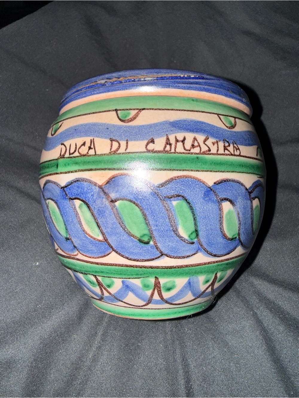 German Hand-Painted Ceramic 2 piece planter set